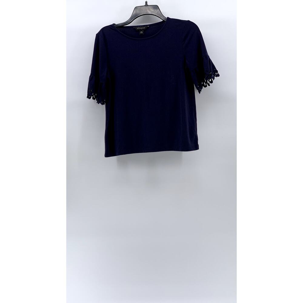 BANANA REPUBLIC Women's Dark Navy Crewneck Short Lazer-Cut Sleeve Top SZ XS